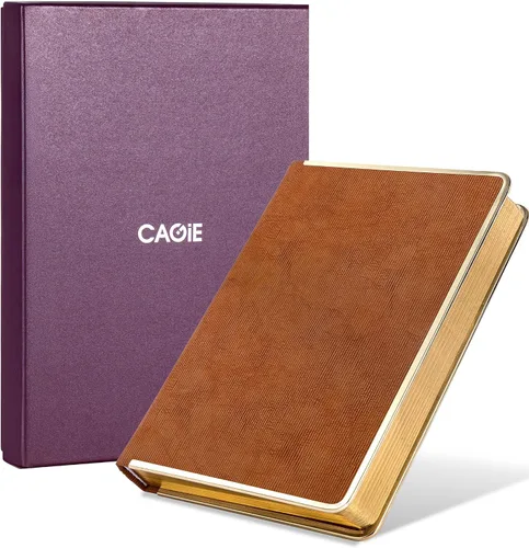 Miniatura 19 de Diario forrado con líneas de CAGIE para hombres y mujeres, diario encuadernado en cuero con anillos de crecimiento de árboles, cuaderno de 256