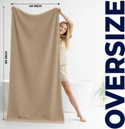 Miniatura 202 de DAN RIVER Paquete de 2 sábanas de baño de 35x70 pulgadas, sábanas de baño jumbo acanaladas para adultos, toallas grandes gruesas y absorbentes
