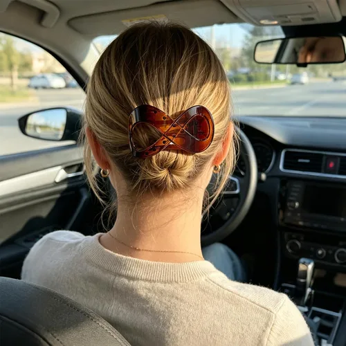Miniatura 6 de 2 Pcs Flat Hair Clips Acrylic French Concord Banana Clips for Thick Thin Hair - Strong Grip No Slip Claw Clips for Women (Amber & Black)