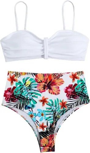 Miniatura 6 de JUNGE Bikini Set for Women Printed Bikinis Swimsuit Sexy Push Up Two Pieces Beach Bathing Suit Swimwear Mid Rise Bottom
