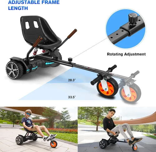 Miniatura 3 de Flytraks K2 Go Kart - Scooter autoequilibrante con absorción de impactos traseros, accesorio de asiento de scooter de equilibrio para neumáticos