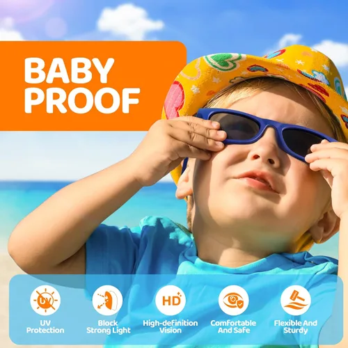 Miniatura 4 de RIVBOS Gafas de sol para bebés niños y niñas con correa UV400 polarizadas flexibles para niños pequeños, bebés y recién nacidos (0-24 meses) RBK0231
