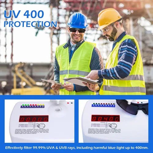 Miniatura 4 de OXG Juego de 3 gafas de seguridad para trabajo para hombres y mujeres, ANSI Z87.1 gafas protectoras resistentes a arañazos e impactos para industria