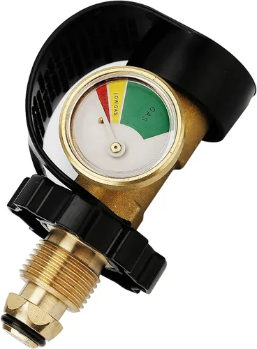 Adaptador de tanque de propano POL de ajuste universal con calibre, convierte POL a QCC1 / tipo 1, indicador de tanque de propano, indicador de