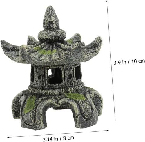 Miniatura 7 de Yardwe Resina artesanal pecera estatua de pabellón de peces escondido de peces adornos 2 piezas decoración fácil lavado seguro acuario decoración
