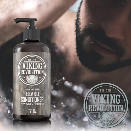 Miniatura 3 de Viking Revolution Acondicionador para barba con aceite de argán y jojoba - Suaviza y fortalece - Aroma natural a menta y eucalipto - Acondicionador