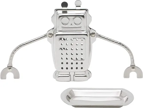 Miniatura 8 de HIC Kitchen Infusor de té con bandeja de goteo, almohadilla de rana y lirio, acero inoxidable 18/8 y plástico