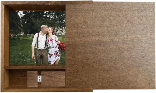 Miniatura 10 de Caja de regalo de madera pequeña personalizada con tapa deslizante, caja USB de recuerdo de madera personalizada con grabado láser con nombre