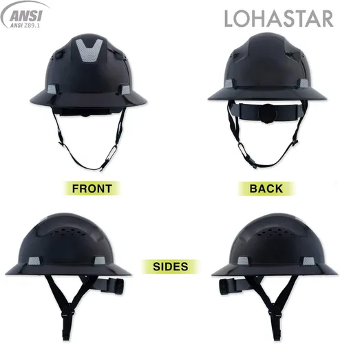 Miniatura 2 de Casco de seguridad de ala completa ventilado ANSI Z89.1 aprobado por la OSHA para hombres, mujeres y adultos Blanco