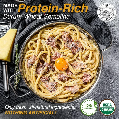 Miniatura 5 de Morelli Bucatini - Pasta italiana orgánica de primera calidad de Italia - Marca de pasta gourmet hecha a mano y familiar - Pasta de sémola de trigo