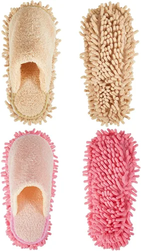 Miniatura 9 de Jecery 2 pares de pantuflas de microfibra para limpieza de suelos de chenilla, limpiadores de tabla base, herramientas de limpieza para el hogar