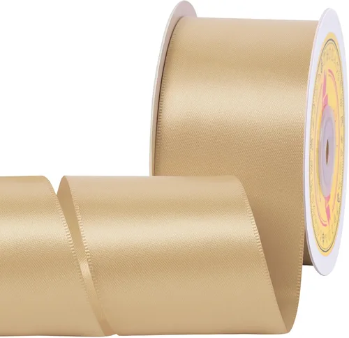 Miniatura 55 de Cinta de satén blanca antigua de doble cara de 1-1/2 pulgadas x 50 yardas, cinta de poliéster para envolver regalos, día de San Valentín, bodas