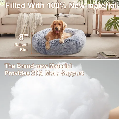 Miniatura 3 de Cama redonda con forma de dona de 36 pulgadas para perros grandes, cama redonda calmante y esponjosa para mascotas con funda extraíble y lavable, se