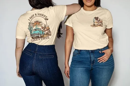 Miniatura 3 de Camiseta con texto en inglés "I Got A Heart Like A Truck" para mujer, camisetas de música country de Nashville, traje de concierto Western Sunset
