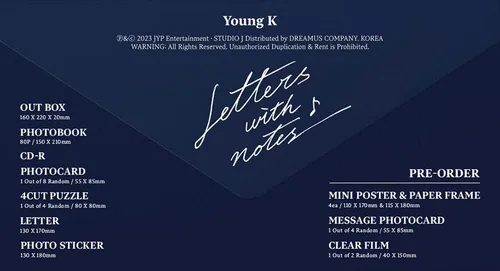 Miniatura 3 de YOUNG K LETTERS WITH NOTES 1st Full Album ALBUM Ver Ver. K-POP SEALED