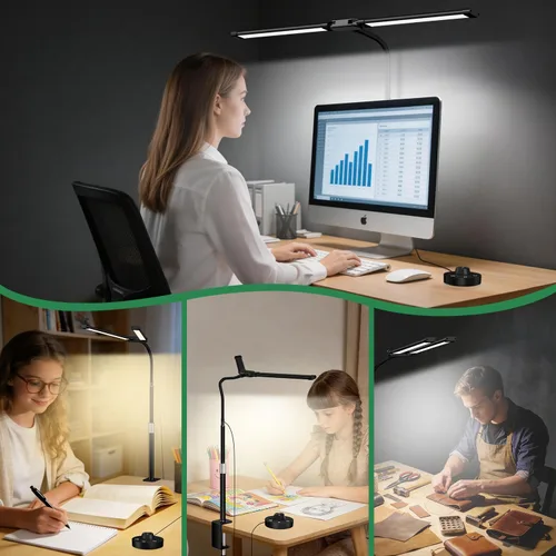 Miniatura 8 de LED Desk Lamp with Clamp, 23.5-31.5 Inches, Black 24W, 75 Lighting Modes, Flexible Neck Design, Telescopic Height, For Home Office Study Work