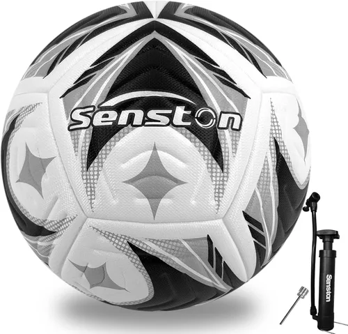 Senston Balón de fútbol tamaño 5, peso oficial del partido, jugadores de fútbol jóvenes y adultos, bomba de aire incluida