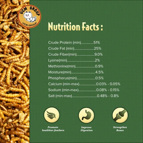 Miniatura 4 de UCM Group - Gusanos de harina secos de 5 libras para aves silvestres, pollos, alimento orgánico para pollos con alto contenido de proteínas, 100%
