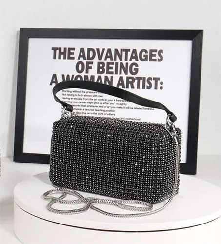 Miniatura 4 de Bolso de hombro con diamantes de imitación para mujer, bolso cruzado clásico con purpurina, bolso de noche brillante, monedero plateado de diamante
