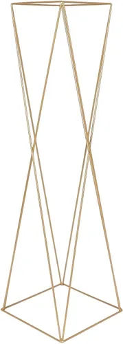 Miniatura 7 de Efavormart - Juego de 2 centros de mesa de 32 pulgadas con marco de metal entrecruzado geométrico dorado, soportes de flores con pedestal de columna