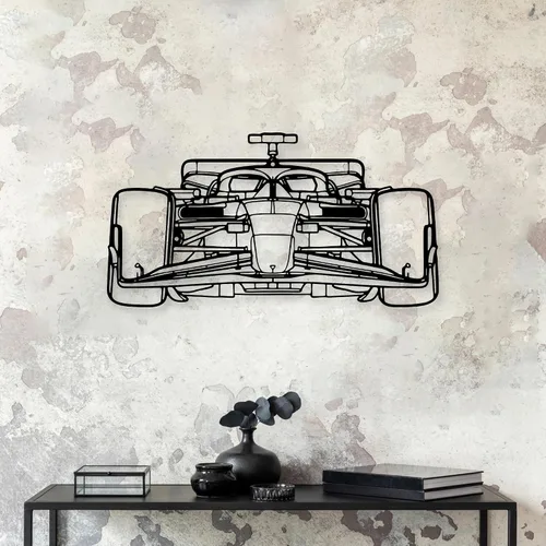 Miniatura 4 de Xedatric F1 Coche de Carreras de Metal Arte de Pared Fórmula 1 Silueta Colgante de Pared Decoración de Coche de Carreras para Garaje, Habitación