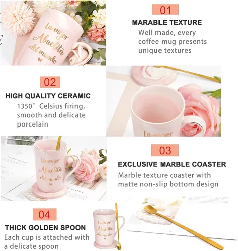 Miniatura 5 de Cabtnca Taza La Mejor Abuelita Del Mundo, regalos de Navidad para el Día de la Madre para la abuela, regalos de abbuela en español, regalos