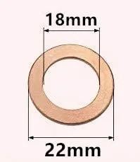 Miniatura 2 de M18 Anillo de sellado de cobre para arandela plana, diámetro interior 0.709 in, diámetro exterior 0.866 in, grosor 0.059 in, arandela de sellado