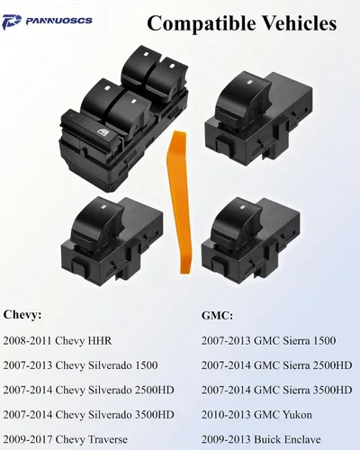 Miniatura 6 de PANNUOSCS Interruptor de ventana para conductor e interruptor de ventana para pasajeros compatible con Chevy Silverado Traverse GMC Sierra 1500