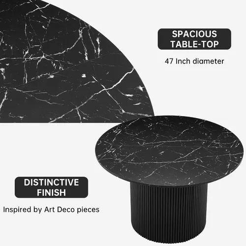 Miniatura 7 de NORDICANA Juego de mesa de comedor de 5 piezas, juego de comedor de 47 pulgadas para 4, mesa de cocina redonda y sillas de comedor beige, juego