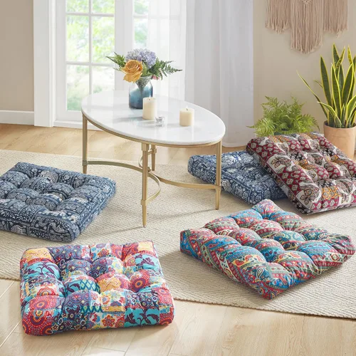 Miniatura 7 de Codi Almohada de Piso para Meditación, Almohadas Cuadradas de Asiento para Adultos y Niños, Cojín Bohemio para Yoga, Sala de Estar, Tatami, Espuma