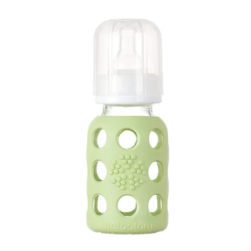 Miniatura 7 de Biberón Lifefactory BPA con funda protectora de silicona de vidrio y chupa etapa 1, Amarillo