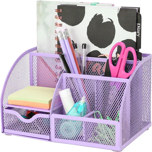 Miniatura 8 de Exerz Organizador de Escritorio Negro Accesorios de Oficina Suministros de Almacenamiento de Escritorio Soporte para Lápices y Bolígrafos con Cajón