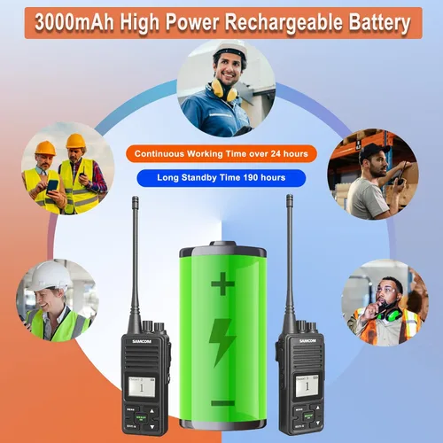 Miniatura 4 de SAMCOM Radios bidireccionales de 3000 mAh de largo alcance recargables de alta potencia, walkie talkies para adultos, radios comerciales