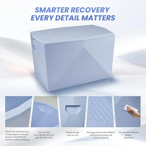 Miniatura 2 de ICECON Bañera de inmersión fría profesional, baño de hielo rotomoldeado resistente para atletas, incluye 4 moldes de bloque de hielo, diseño