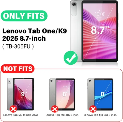 Miniatura 2 de HXCASEAC Funda para Lenovo Tab One de 8.7 pulgadas (TB-305FU) con protector de pantalla, soporte para bolígrafo, correa de mano, soporte ajustable