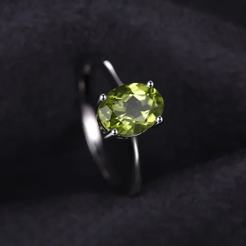 Miniatura 3 de JewelryPalace Anillos de compromiso solitario de plata de ley 925 chapados en oro de 14 quilates con piedra natal de granate, peridoto de amatista