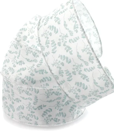 Miniatura 8 de Ribbon Traditions Cinta con alambre de ramitas verdes beige 2 1/2" x 10 yardas