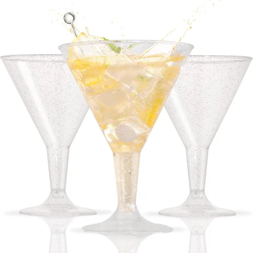Miniatura 10 de Juego de 6 vasos de Martini Liacere, vasos de cóctel de Martini de plástico azul de 11oz con tallo, vasos de cóctel reutilizables para bar