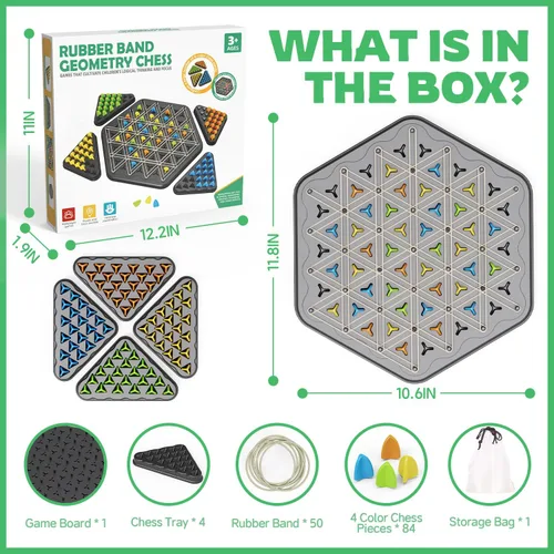 Miniatura 5 de Juego de Ajedrez Triangular de Cadena, Juegos de Mesa de Estrategia para Niños de 6-8-12 Años, Juegos de Mesa de Ajedrez para Adultos
