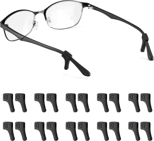 Miniatura 8 de lvvfit Ganchos antideslizantes para las orejas, retenedores de lentes de silicona para lentes de sol (negro+transparente, 10 pares)