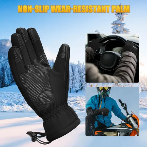 Miniatura 4 de ihuan Guantes de esquí impermeables, guantes de nieve de invierno, clima frío para mujeres y hombres, pantalla táctil térmica cálida, motocicleta
