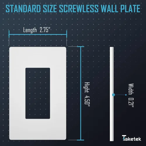 Miniatura 3 de TAKETEK - Placas de pared decorativas sin tornillos, cubiertas de tomacorriente seguras para niños, cubiertas de interruptor de 1 banda en blanco