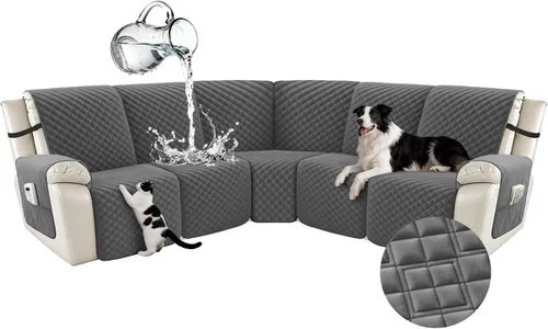 Miniatura 78 de Arfntevss Fundas para sofá seccional reclinable para sofá seccional en forma de L, funda antideslizante lavable para sofá reclinable con forma de L