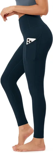 ODODOS - Leggings de yoga con cintura alta y bolsillos para mujer, pantalones de yoga deportivos con control de abdomen, no se transparentan, para