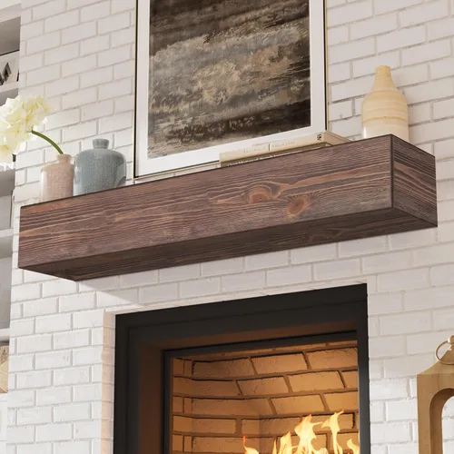 Eshoma Mantel de chimenea – Estante sólido hecho a mano para sobre la chimenea – Estante flotante montado en la pared con soportes invisibles – 48