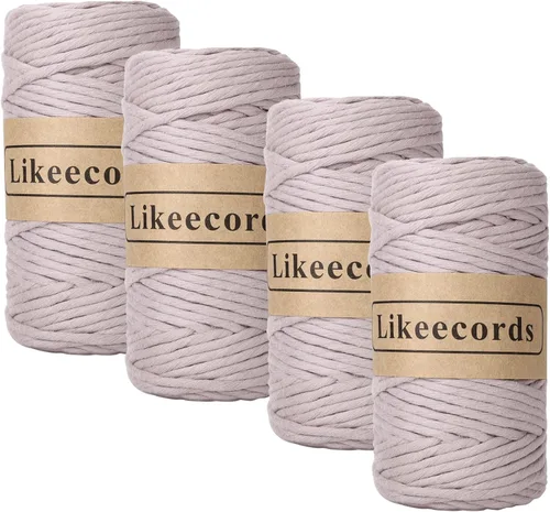 Miniatura 23 de Likeecords - Cuerda de macramé de 4 mm de un solo hilo, 80 m de cuerda de macramé colorida, cuerda de algodón para macramé, cuerda de algodón