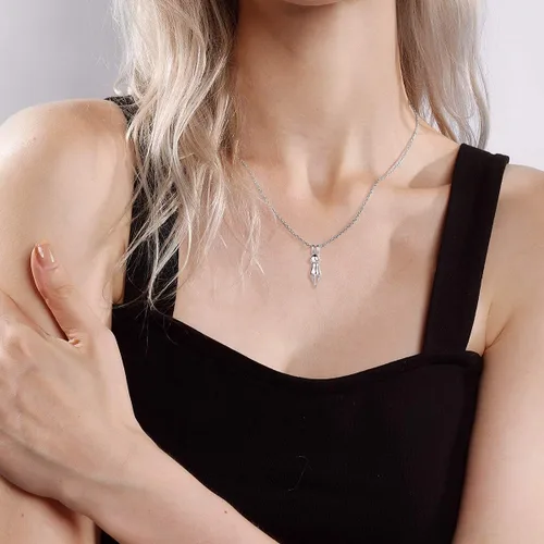 Miniatura 4 de ChicSilver Collar con colgante de plata de ley 925 con diseño de gato, tiburón, erizo, joyería de animales para mujeres, adolescentes y niñas