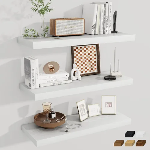 Miniatura 47 de Fun Memories Estantes flotantes de 12 pulgadas de profundidad, estantes de pared de madera de 16 x 12 pulgadas, estante de almacenamiento rústico