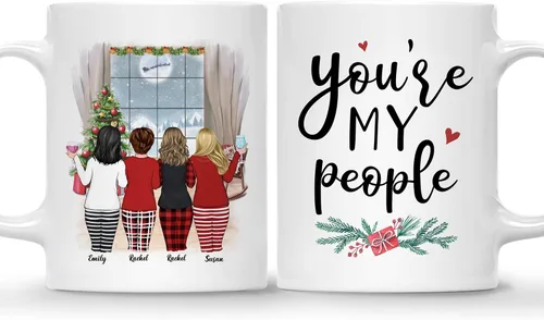 Miniatura 11 de Gossby Taza de café de Navidad personalizada para amigas, regalos de amistad personalizados para mujeres con diseño, nombre, regalos de mujer