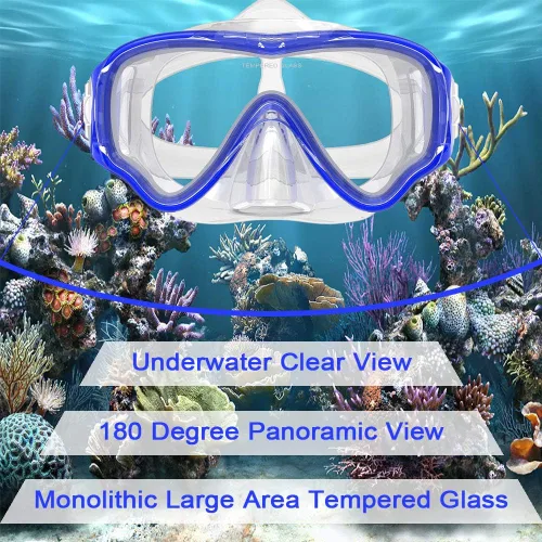 Miniatura 2 de WACOOL Snorkel, buceo, buceo, paquete de equipo para niños y jóvenes, vidrio recubierto antivaho con válvula de purga de silicona y antisalpicaduras